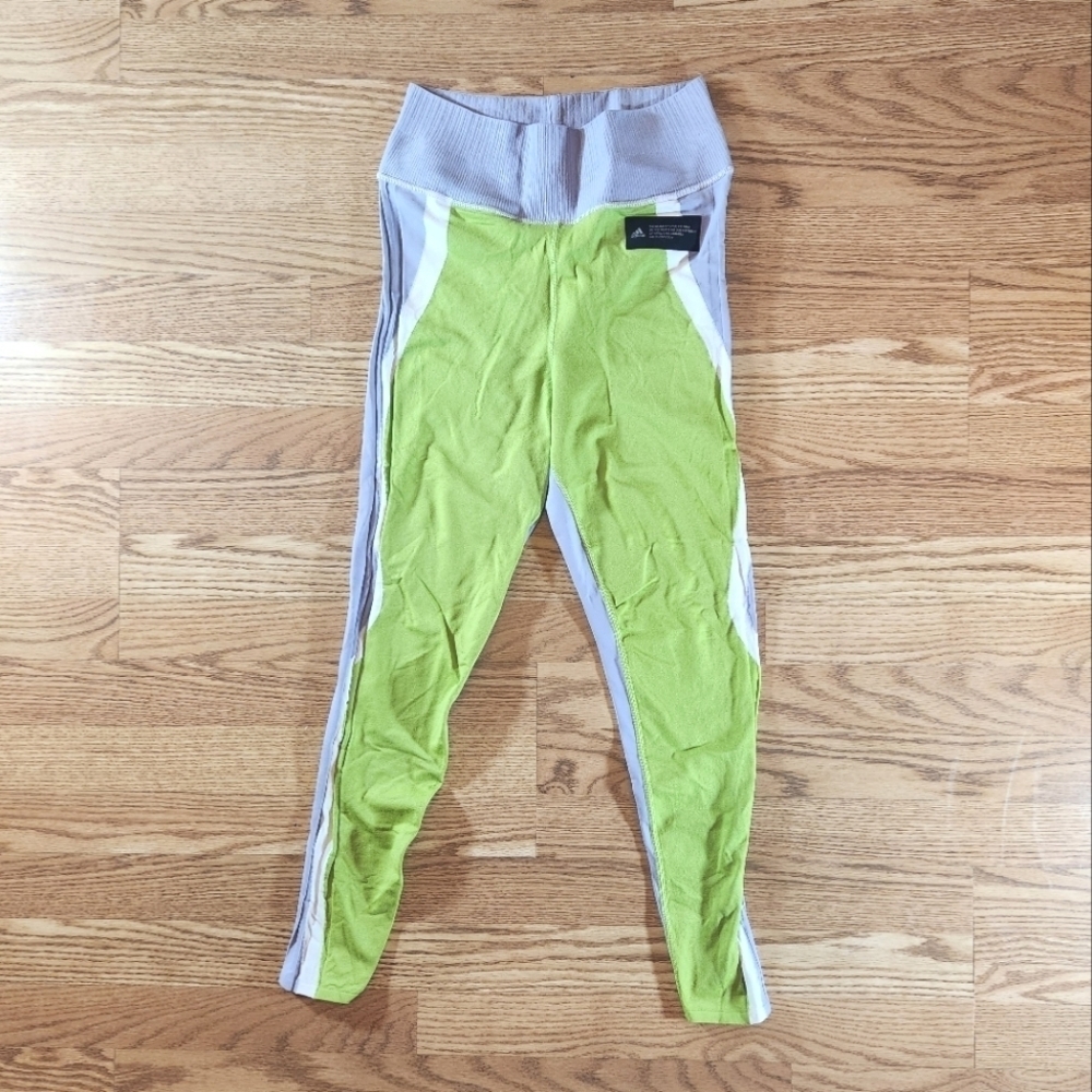 EUC Adidas Women's Lime Green and Purple Leggings, Size M